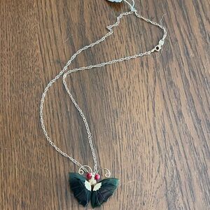 Chic Butterfly Pendant Necklace with Red and Gold Accents